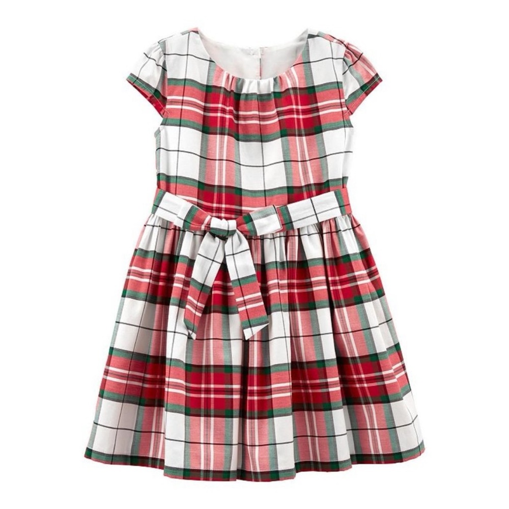 Plaid Kids Dress in Red and Green